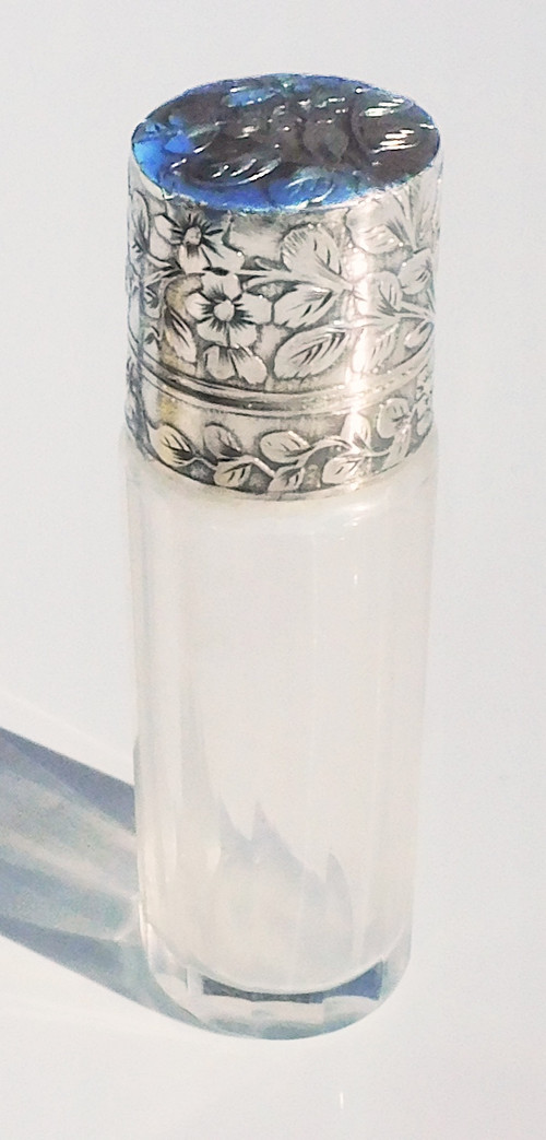 Flacon à Sels Parfum cristal argent fin XIXe Art Nouveau