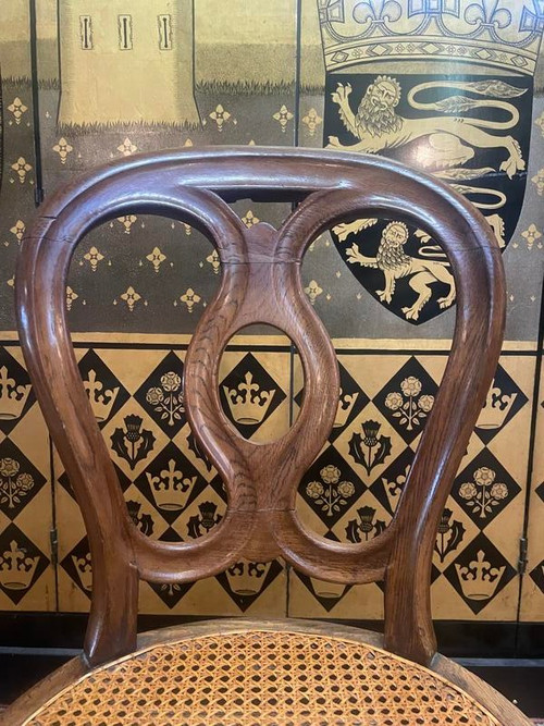 Set of 8 Louis Philippe cane chairs - caned in oak