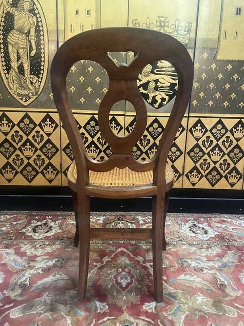 Set of 8 Louis Philippe cane chairs - caned in oak