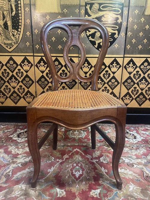 Set of 8 Louis Philippe cane chairs - caned in oak