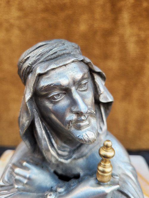 Alp Giroux, Silvered Bronze Inkwell, Orientalist, 19th Century