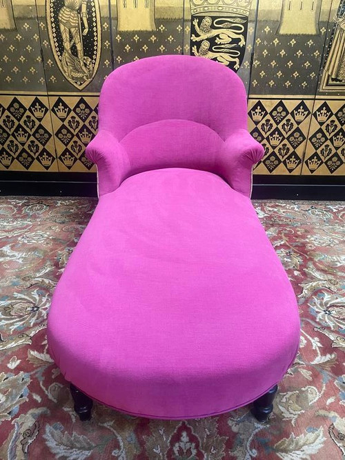 Chaise longue Napoleone III in velluto rosa