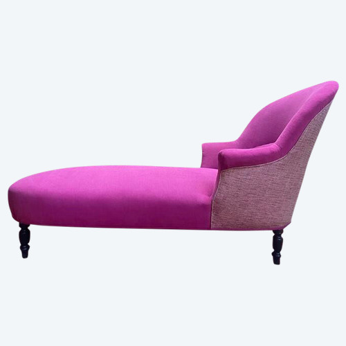 Chaise longue Napoleone III in velluto rosa
