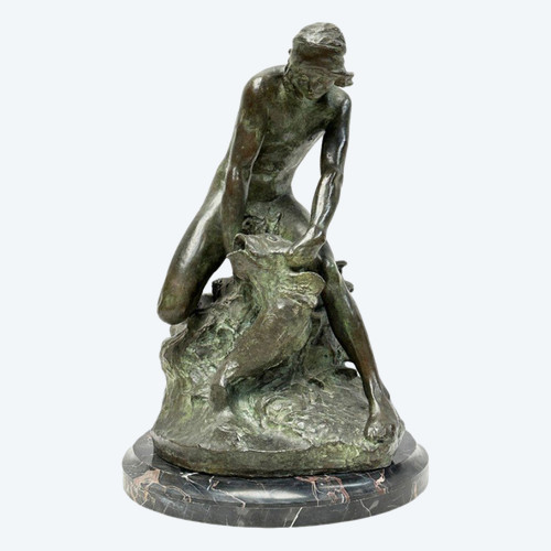 Raoul Larche, Bronze Le Pêcheur, Art Nouveau