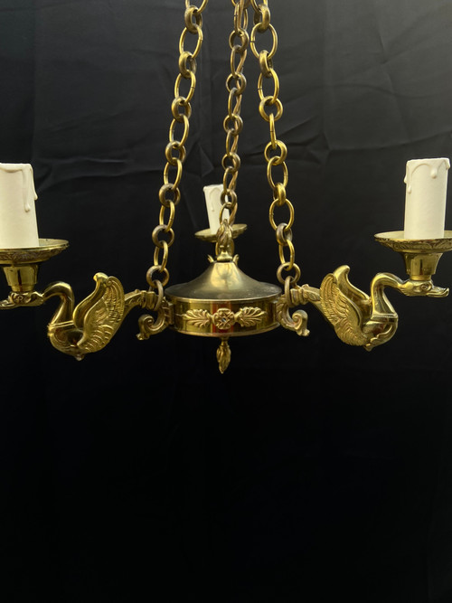 Lustre à Décor De Cygnes, Fin XIXe