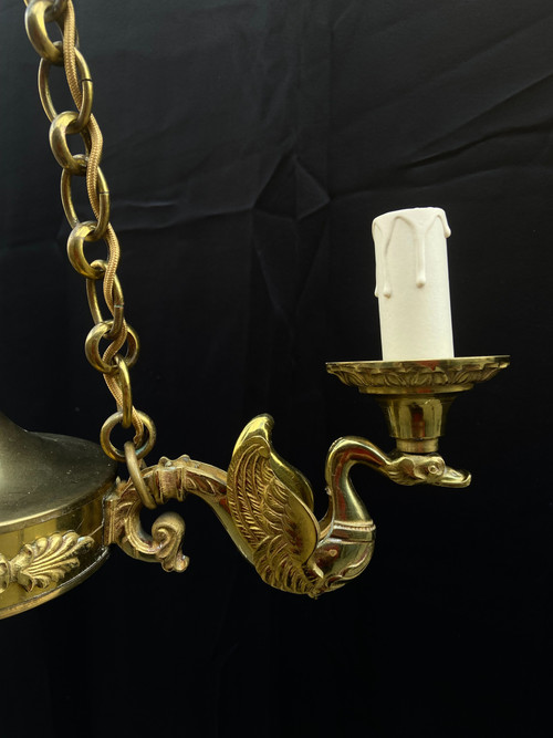 Lustre à Décor De Cygnes, Fin XIXe
