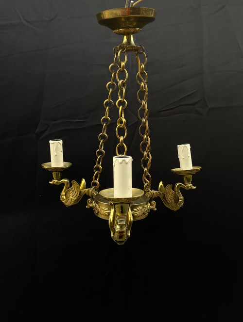 Lustre à Décor De Cygnes, Fin XIXe