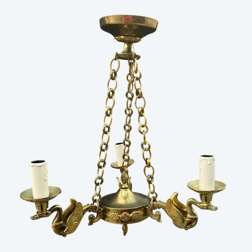 Lustre à Décor De Cygnes, Fin XIXe