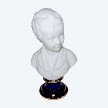  Small Bust of Alexandre Brongniart in Biscuit of Limoges, after J.A. Houdon - Middle 20th century