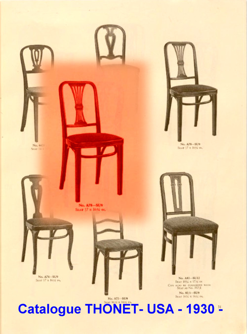 Set of 4 Art-deco chairs by Thonet, N°A78, circa 1930