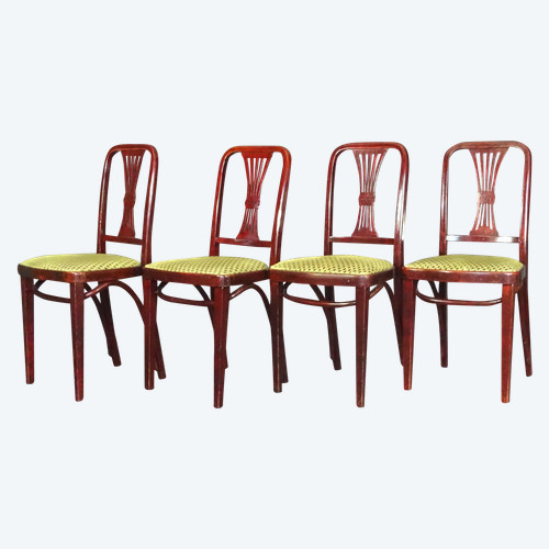 Set of 4 Art-deco chairs by Thonet, N°A78, circa 1930