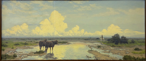 Henri Bésiné « Les taureaux en Camargue »