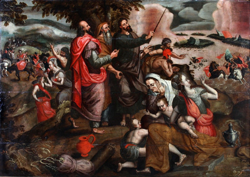 Flämische Schule XVI. Jh., 130 cm, Werkstatt Meister Verlorener Sohn 1530/1580, Passage Rotes Meer