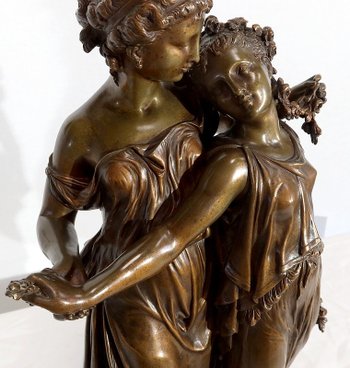  Importante bronzo "Giovani donne romane" di H. Dumaige - XIX secolo