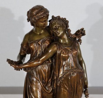 Importante bronzo "Giovani donne romane" di H. Dumaige - XIX secolo
