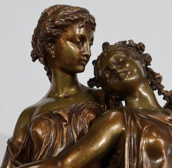  Importante bronzo "Giovani donne romane" di H. Dumaige - XIX secolo