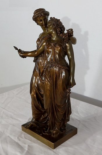  Importante bronzo "Giovani donne romane" di H. Dumaige - XIX secolo