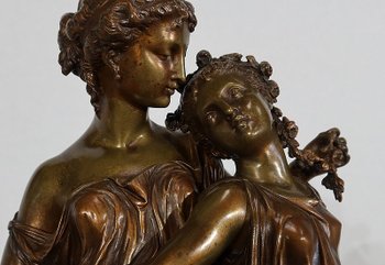  Importante bronzo "Giovani donne romane" di H. Dumaige - XIX secolo