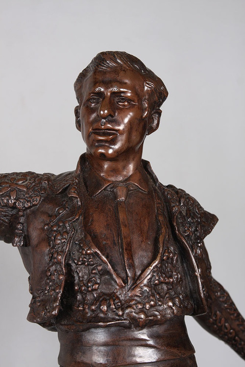 Taureaumachie in bronzo, 67 cm, 1910 circa, di Edmond DESCA 1855/1918, Matador, Toréador