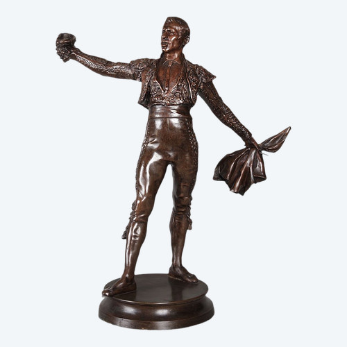 Taureaumachie in bronzo, 67 cm, 1910 circa, di Edmond DESCA 1855/1918, Matador, Toréador