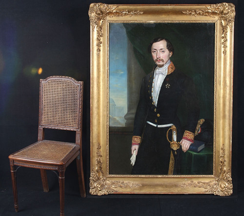 Large portrait, 150 cm, of Louise Phalipon, dated 1849, ingénieur en chef des Ponts et Chaussées.