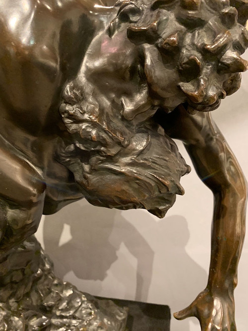 Grande bronzo del XIX secolo, 80 cm, Jef Lambeaux, Musée G. COURBET, I lottatori