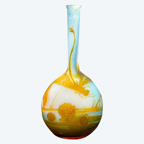 Emile Gallé Vase Soliflore Art Nouveau "Libellule"