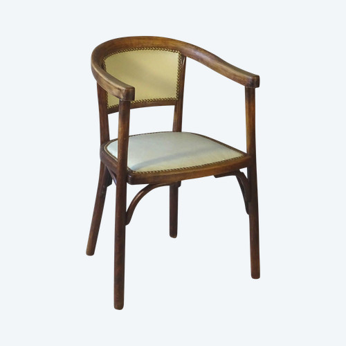 Poltrona da scrivania Baumann N°124 , pelle bianca, 1930 circa, no Thonet