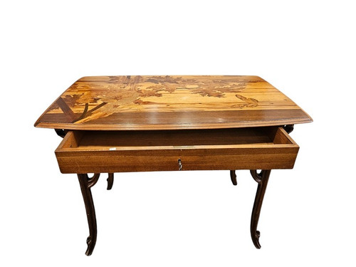 Emile Gallé Table à Ecrire Art Nouveau "Ombelles et Papillons"