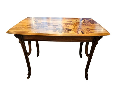 Emile Gallé Table à Ecrire Art Nouveau "Ombelles et Papillons"
