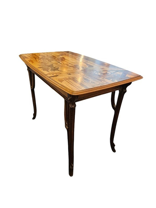 Emile Gallé Table à Ecrire Art Nouveau "Ombelles et Papillons"