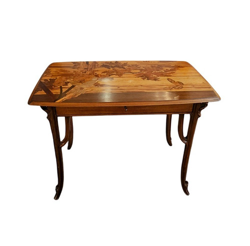 Emile Gallé Table à Ecrire Art Nouveau "Ombelles et Papillons"