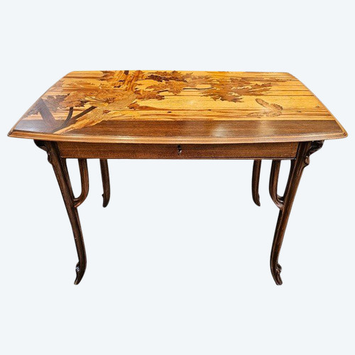 Emile Gallé Table à Ecrire Art Nouveau "Ombelles et Papillons"