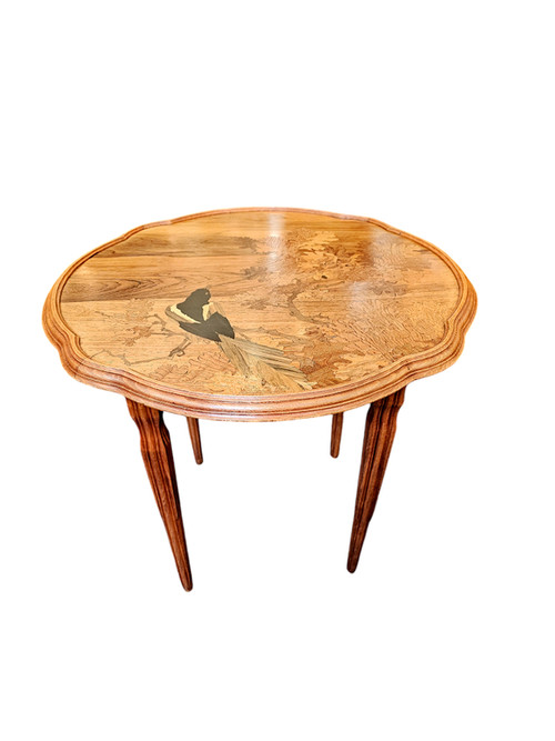 Emile Gallé Table Basse Art Nouveau "La Pie"