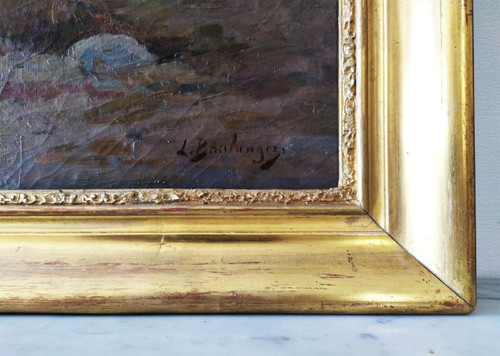Pittura olio su tela Paesaggio della Bresse di Boulanger René-Louis XIX secolo