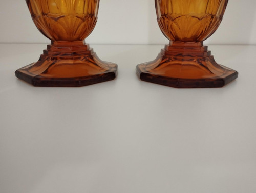 Pair of vases from theVal-Saint-Lambert crystal glassworks