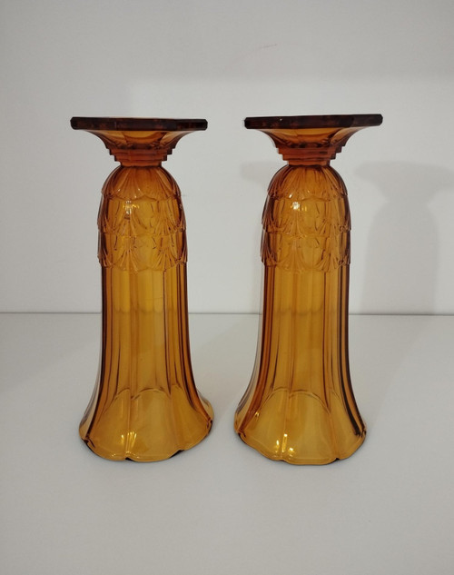 Pair of vases from theVal-Saint-Lambert crystal glassworks
