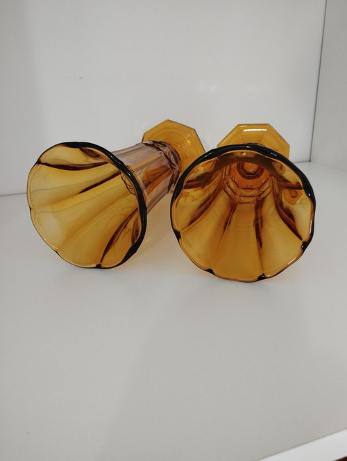 Pair of vases from theVal-Saint-Lambert crystal glassworks