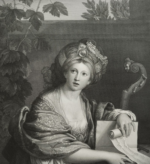 Etching Sibylle Mythological Engraving After Zampieri 19th C Old Print
