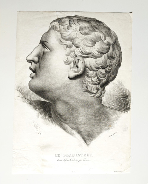  Gladiator Greek Mythology Lithograph 19th C Old Print