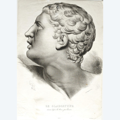  Gladiator Greek Mythology Lithograph 19th C Old Print