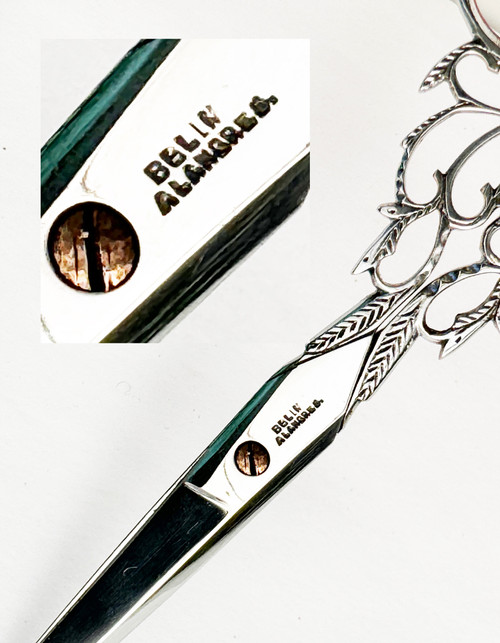 Pair De Ciseaux De Lingère Couture Signée Dentelle d'Acier Art Nouveau fin XIXe Début XXe