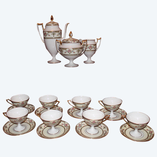 Limoges porcelain tea service with floral design, early 20th century, perfect condition