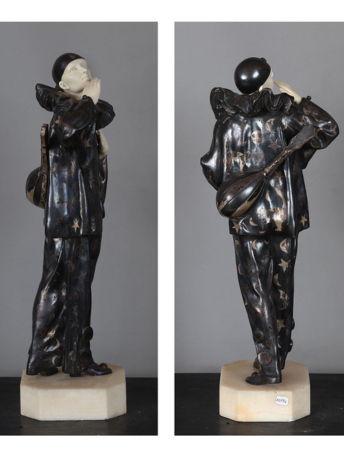 Claude MIRVAL 1889/1973, Crisalide, 55 cm, Art Déco, Pierrot