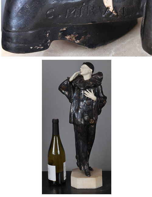 Claude MIRVAL 1889/1973, Crisalide, 55 cm, Art Déco, Pierrot