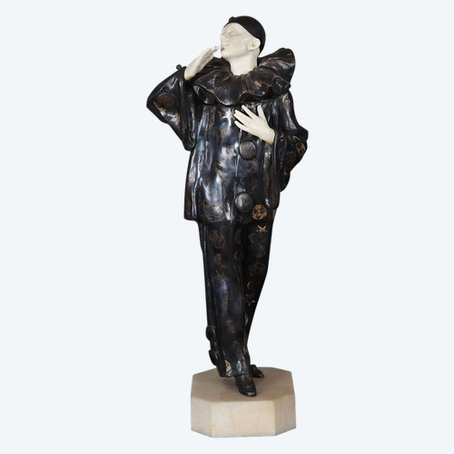 Claude MIRVAL 1889/1973, Crisalide, 55 cm, Art Déco, Pierrot