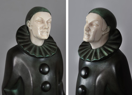 MAX Le VERRIER, Chryselephantine 45 cm, Art Déco, Pierrot
