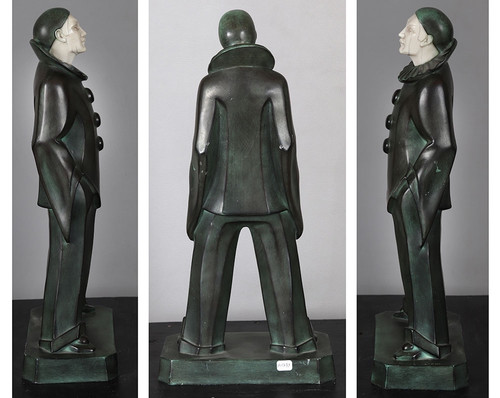 MAX Le VERRIER, Chryselephantine 45 cm, Art Déco, Pierrot