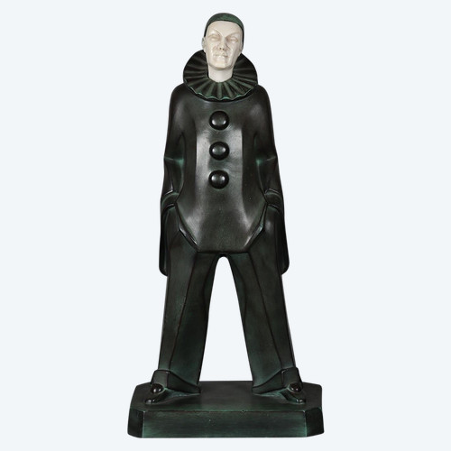 MAX Le VERRIER, Chryselephantine 45 cm, Art Déco, Pierrot