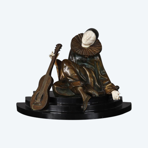 Alfred GILBERT 1854/1934, Chryselephantine, Art Déco, Pierrot